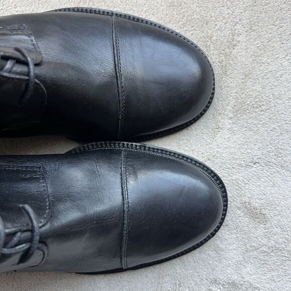 Joan & David Black Leather Lace Up Knee High Tall Riding Boot Women US 6 Italy - Picture 9 of 16